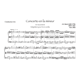 Bach - Concerto en la mineur - Arrangement pour trio à cordes