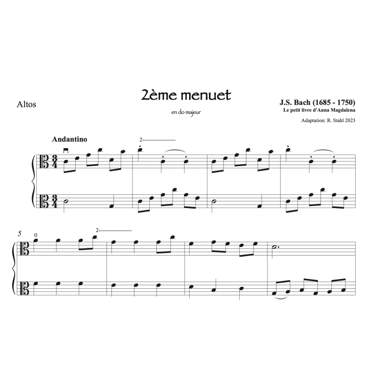 Bach - Menuet pour 2 altos