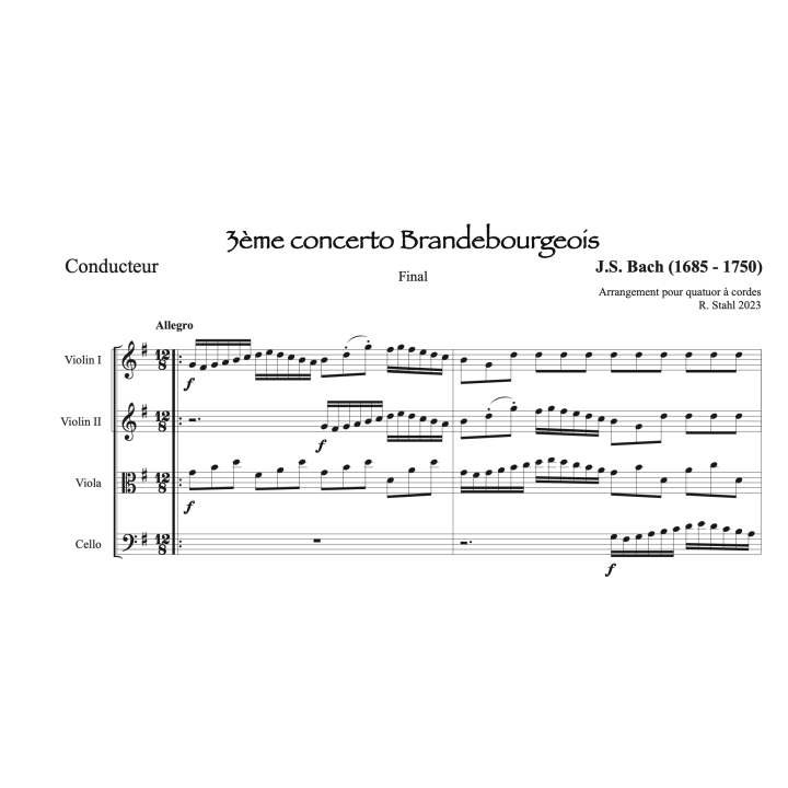 Bach: Final du 3ème concerto Brandebourgeois (Quatuor)