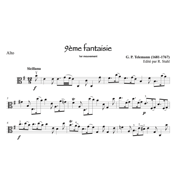 Telemann - 9ème fantaisie - Alto