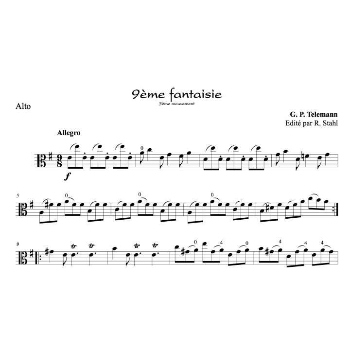Telemann - 9ème fantaisie - Alto