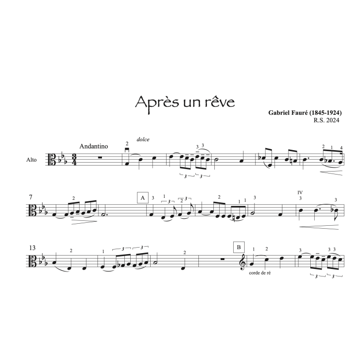 Fauré - Après un rêve - Alto et piano