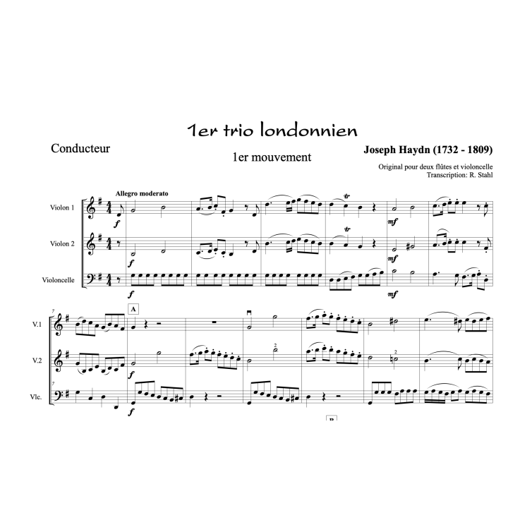 Haydn - 1er trio londonien - 1er mvt - 2 violons et violoncelle