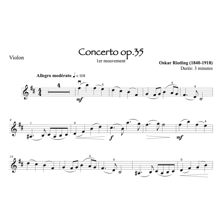 Oskar Rieding - concerto op.35 - 1er mouvement - Violon et piano