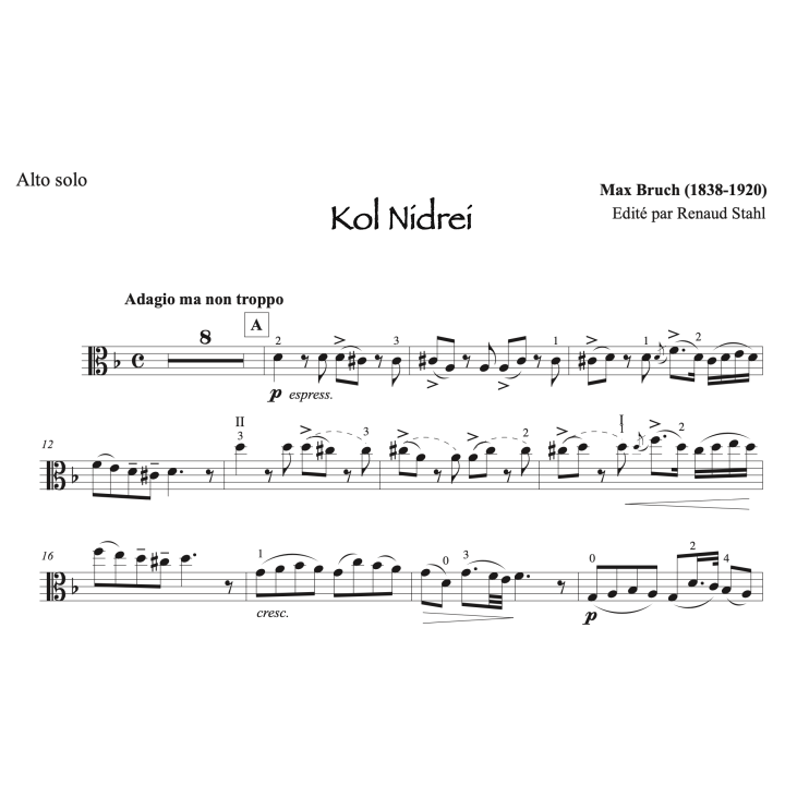 Bruch - Kol Nidrei - Alto et piano