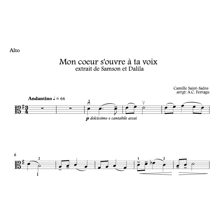 Saint - Saëns - "Mon coeur s'ouvre à ta voix - Alto et piano