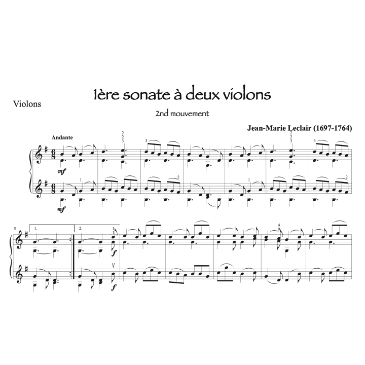 Leclair - 1ère sonate à deux violons