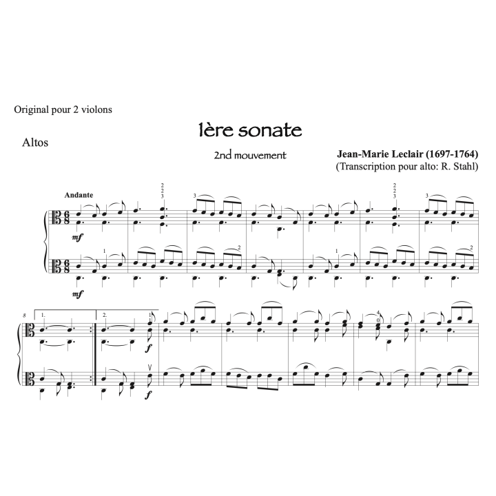 Leclair - Sonate à deux altos n°1