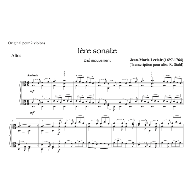 Leclair - 1ère sonate à deux altos