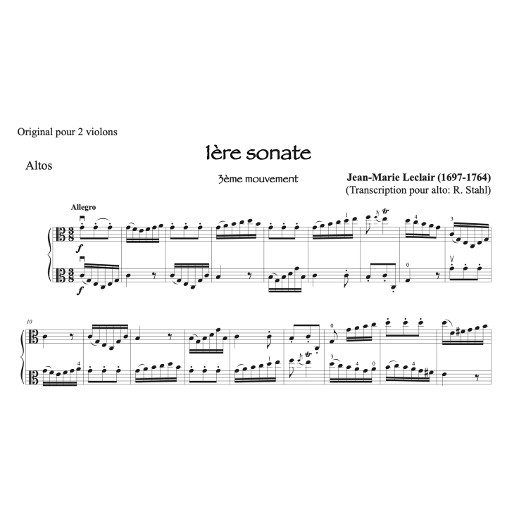Leclair - 1ère sonate à deux altos