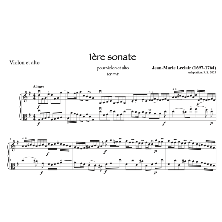 Leclair - 1ère sonate pour violon et alto