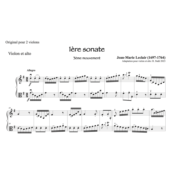 Leclair - 1ère sonate pour violon et alto