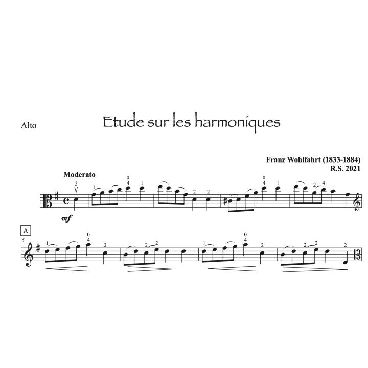 Wohlfahrt - Etude sur les harmoniques - Alto et piano