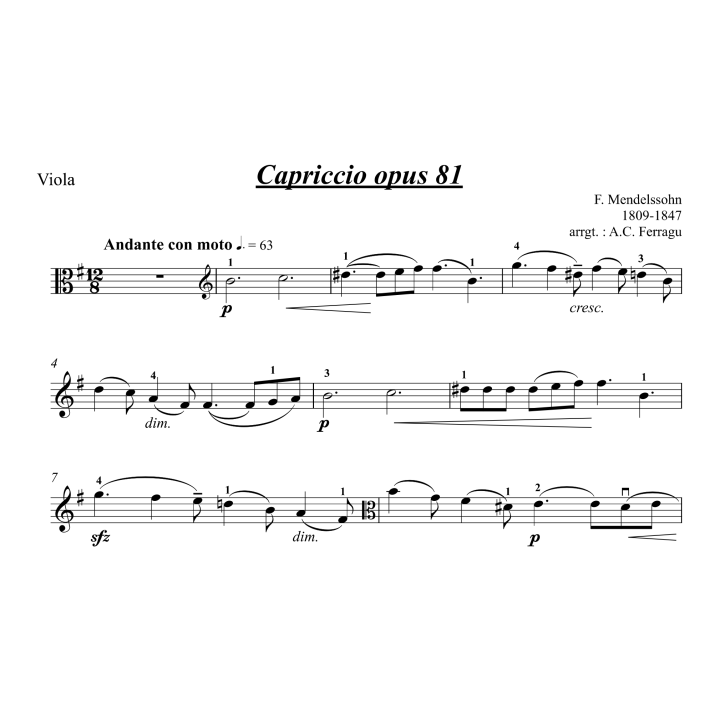 Mendelssohn - Capriccio - Pour alto et piano