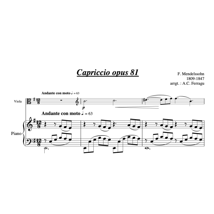 Mendelssohn - Capriccio - Pour alto et piano