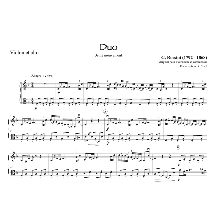 Rossini - Duo pour violon et alto