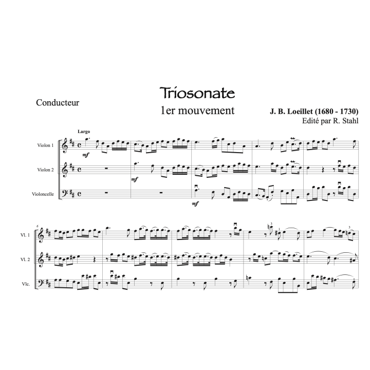 Loeillet - Trio sonate en ré majeur - 2 violons et violoncelle