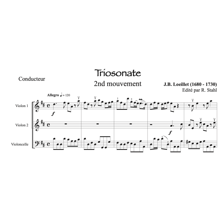 Loeillet - Trio sonate en ré majeur - 2 violons et violoncelle