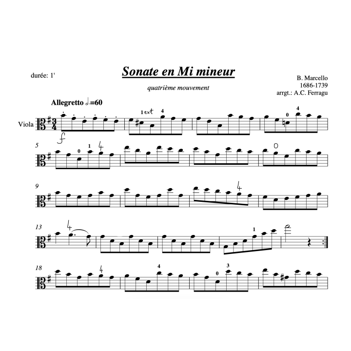 Marcello - Sonate en mi mineur - 2ème et 4ème mouvements