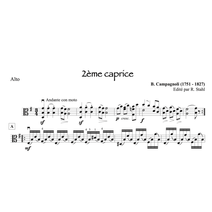 Campagnoli - Caprices 1 à 6 pour alto