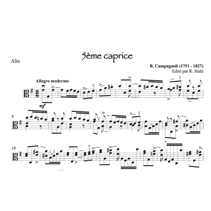 Campagnoli - Caprices 1 à 6 pour alto