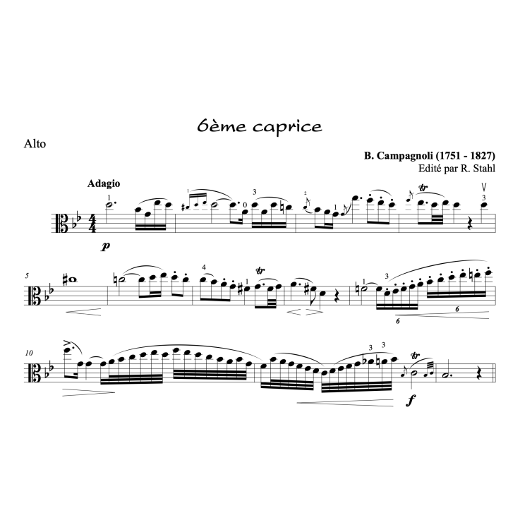 Campagnoli - Caprices 1 à 6 pour alto
