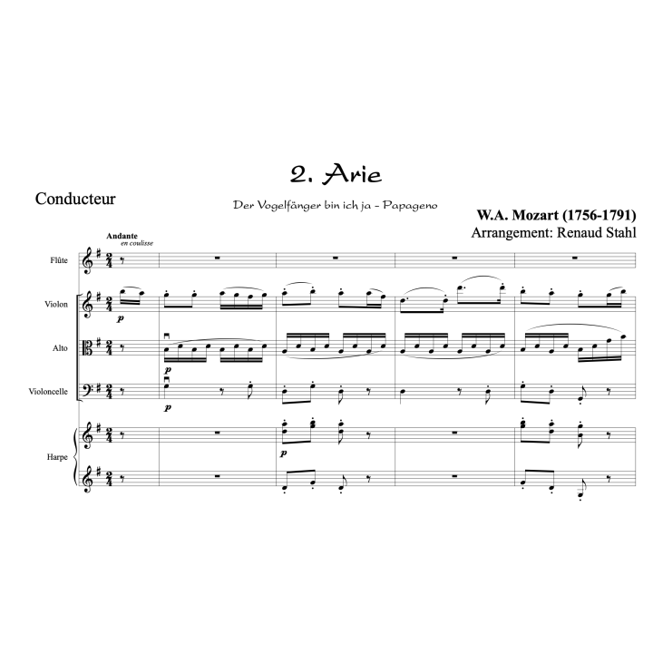 Mozart - La flûte enchantée - Harpe flûte et trio à cordes