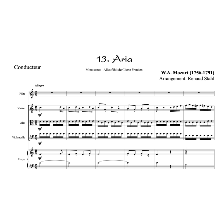 Mozart - La flûte enchantée - Harpe flûte et trio à cordes