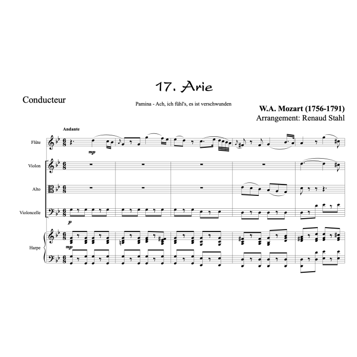 Mozart - La flûte enchantée - Harpe flûte et trio à cordes