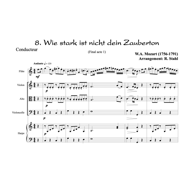 Mozart - La flûte enchantée - Harpe flûte et trio à cordes