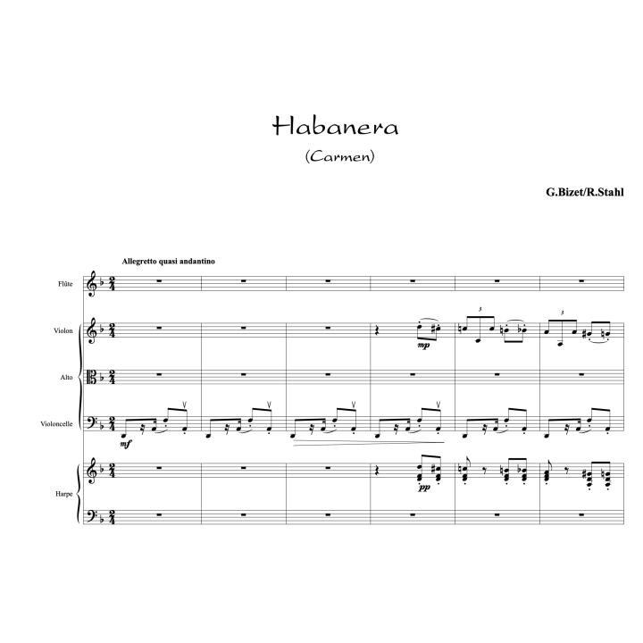Bizet - Carmen - Fantaisie pour harpe, flûte et trio à cordes