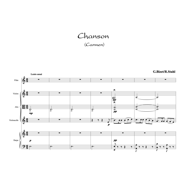 Bizet - Carmen - Fantaisie pour harpe, flûte et trio à cordes