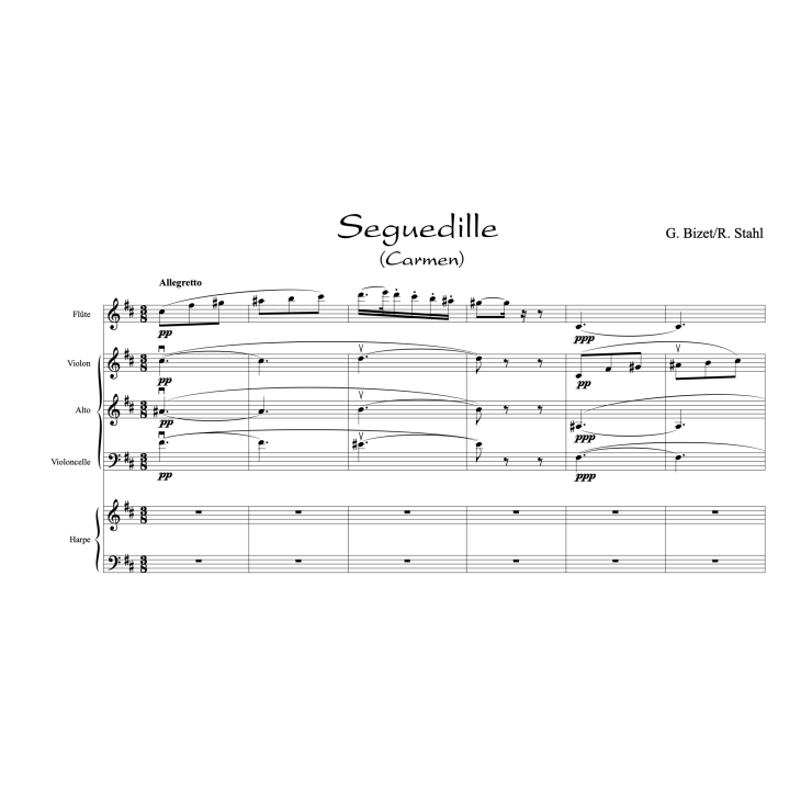 Bizet - Carmen - Fantaisie pour harpe, flûte et trio à cordes