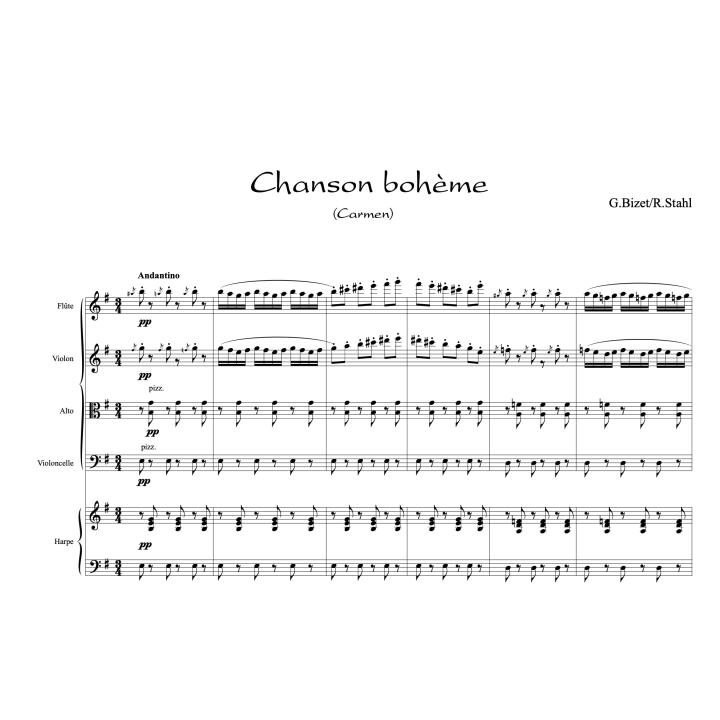Bizet - Carmen - Fantaisie pour harpe, flûte et trio à cordes