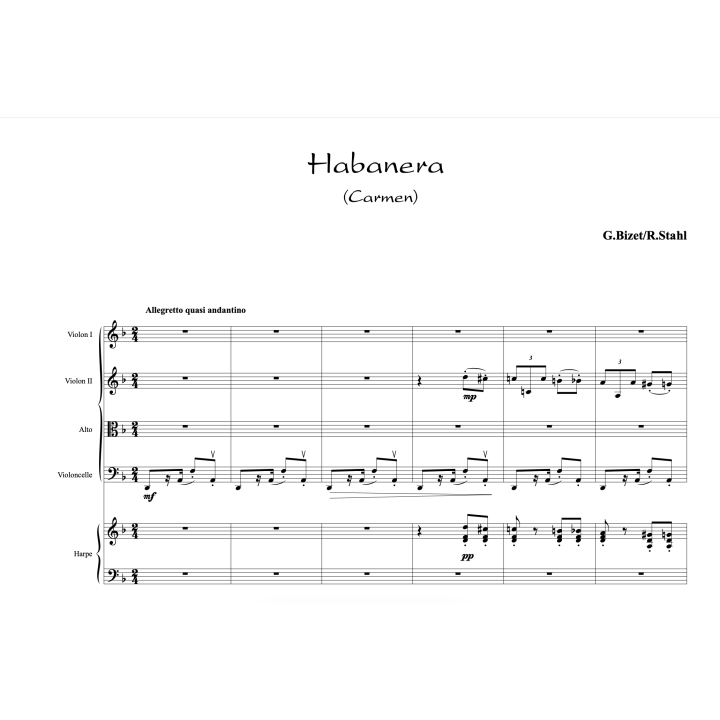 Bizet - Carmen - Fantaisie pour quatuor et harpe