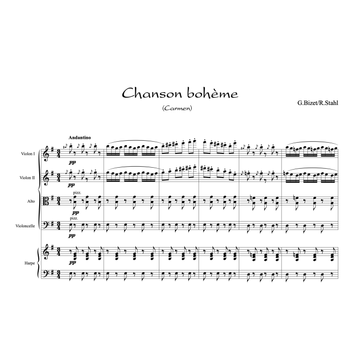 Bizet - Carmen - Fantaisie pour quatuor et harpe
