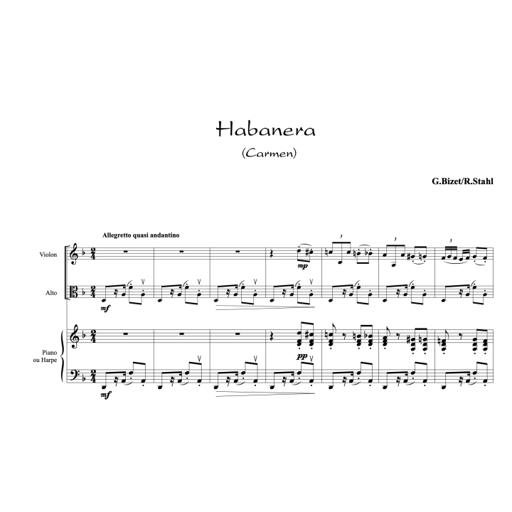 Bizet - Fantaisie sur des airs de Carmen pour violon, alto et harpe