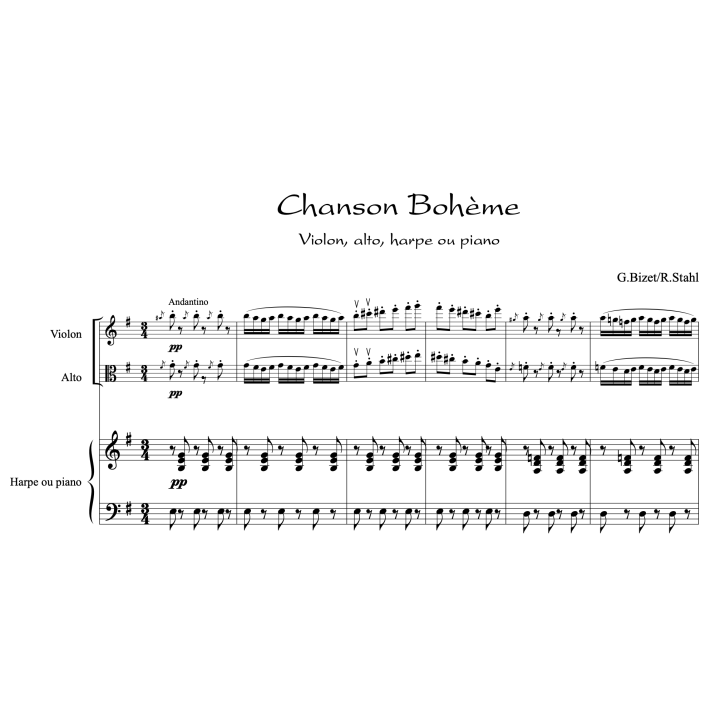 Bizet - Fantaisie sur des airs de Carmen pour violon, alto et harpe