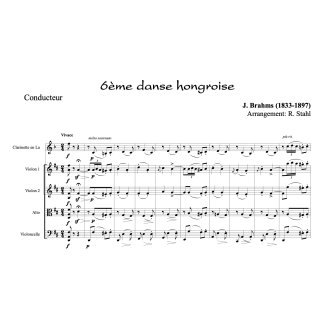 Brahms - 6ème danse hongroise - Quintette avec clarinette