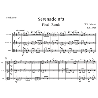 Mozart - Final de la 3ème sérénade - 2 violons et alto