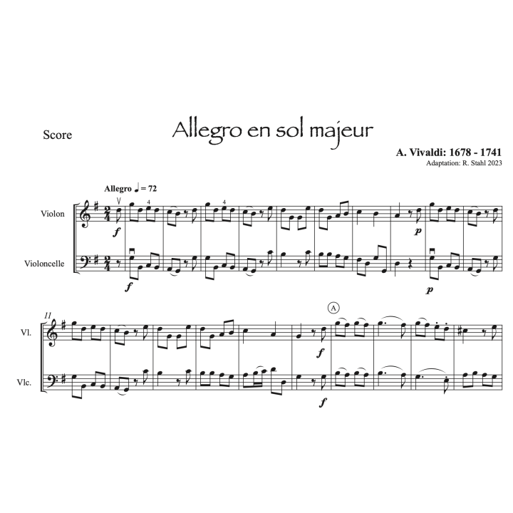 Vivaldi - Allegro pour violon et violoncelle