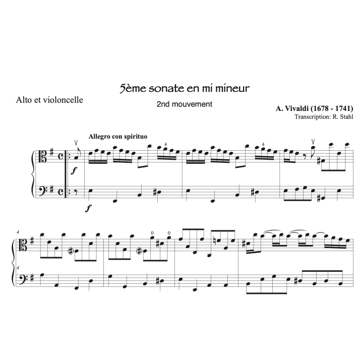 Vivaldi - Sonate en mi mineur pour alto et violoncelle