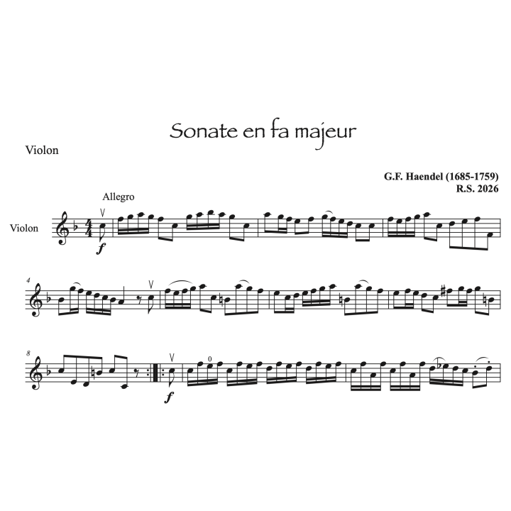 Haendel - Sonate en fa majeur - Violon et piano