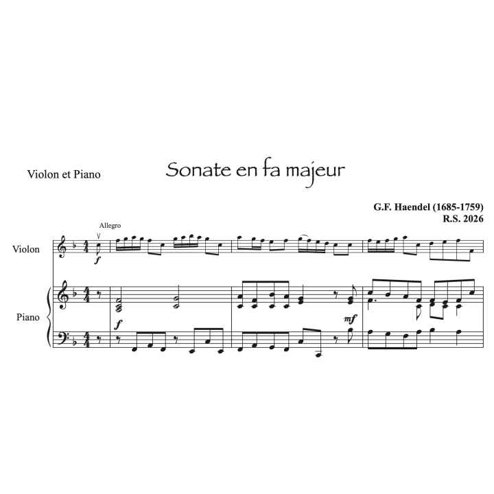 Haendel - Sonate en fa majeur - Violon et piano