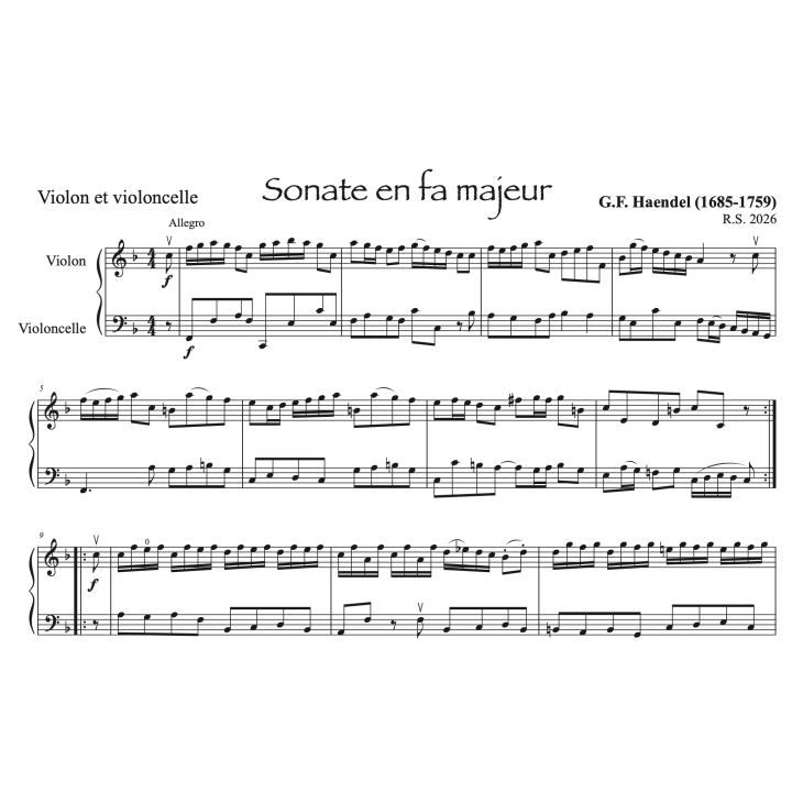 Handel - Sonate en fa majeur - Violon et violoncelle