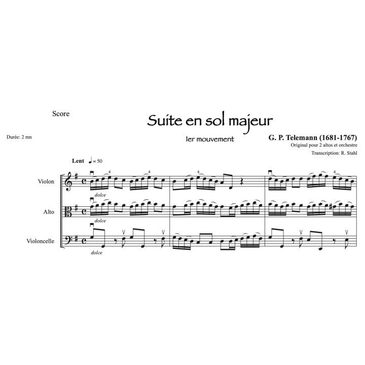 Telemann - Suite en sol pour trio à cordes