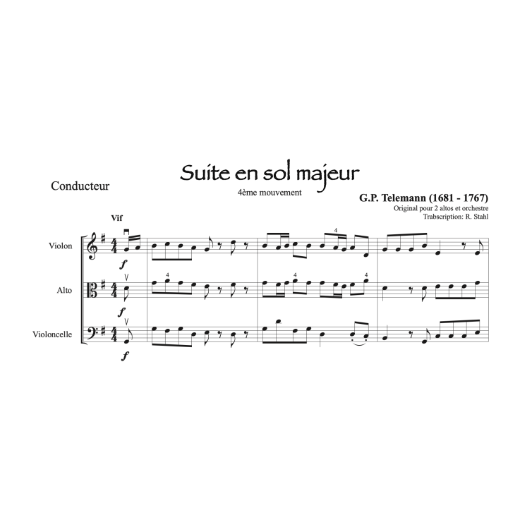 Telemann - Suite en sol pour trio à cordes
