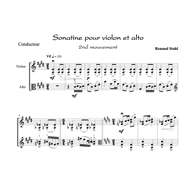 Stahl - Sonatine pour violon et alto