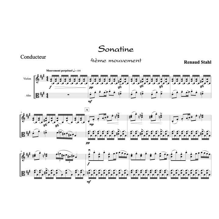 Stahl - Sonatine pour violon et alto