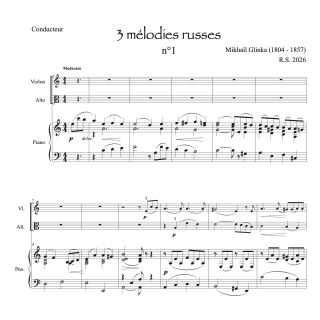 Glinka - 1ère mélodie russe - violon alto et piano